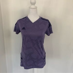ADIDAS AEROREADY Women Purple V-Neck Short Sleeve Athletic T-Shirt Sz XS